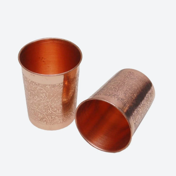 Copper Glass Tumbler, Ayurveda Yoga, Set of 2of 2 Media 1 of 2