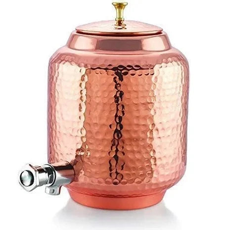 Hammered Copper Water Dispenser (Matka/Pot) 8L