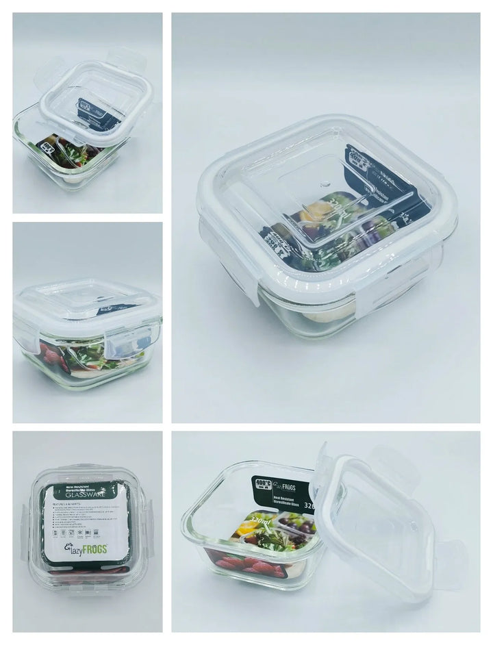 Square Container Borosilicate Glass Lunch Box with Bag