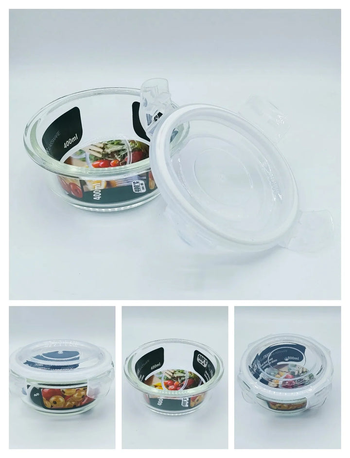 Borosilicate Glass Lunch Box (400ml x 2)