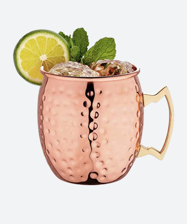 Copper Hammered Mug with Brass Handle, 450ML
