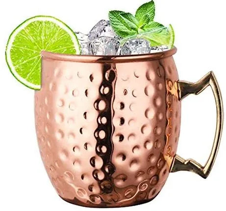Copper Hammered Mug with Brass Handle, 450ML