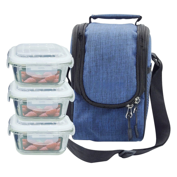 High Borosilicate Square Bakeware Safe Glass Lunch Box Set with Bag