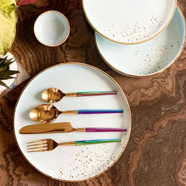 Rose Gold flatware with rainbow handle