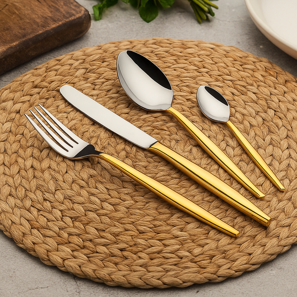 Stainless steel Yellow flatware Cutlery Set